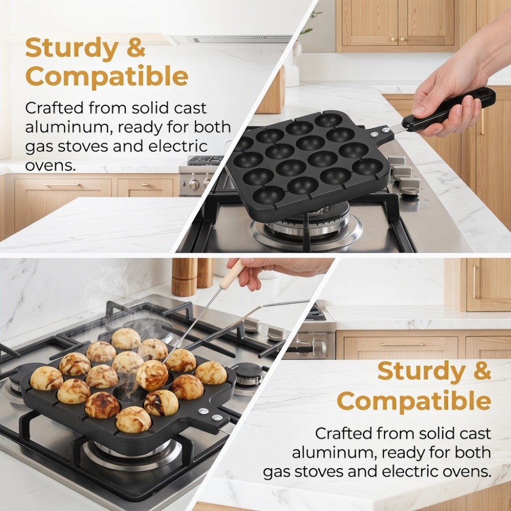 Takoyaki Pan Cast - Wajan Takoyaki Aluminium Cor Anti Lengket
