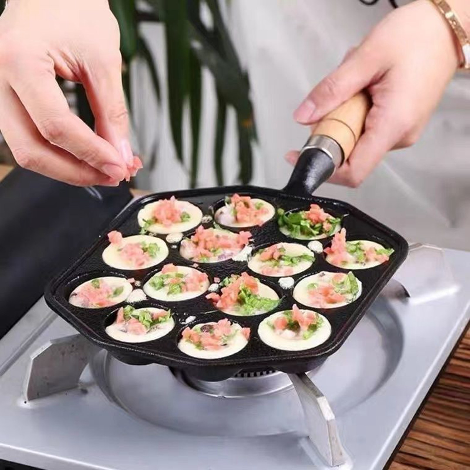 Takoyaki Pan Cast - Panci Panggangan Takoyaki Mudah Dibersihkan Besi