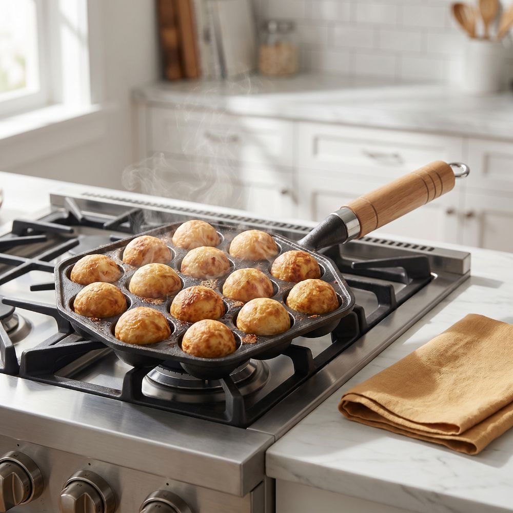 Takoyaki Pan Cast - Pembuat Takoyaki Besi Cor Anti Lengket