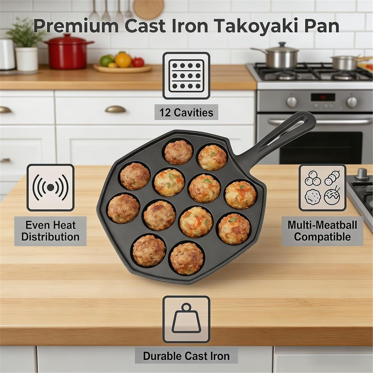 Wajan Takoyaki Besi Cor 12 Lub - Takoyaki Pan Cast ulasan dan harga