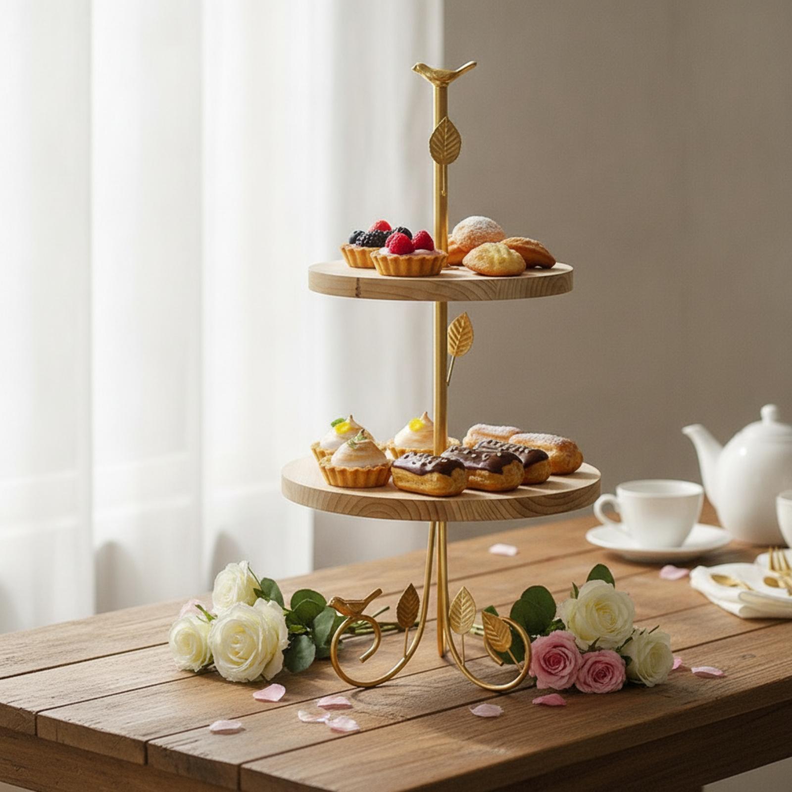 Rak Kue Dua Tingkat Warna Emas - Home Cooking Host ulasan dan harga